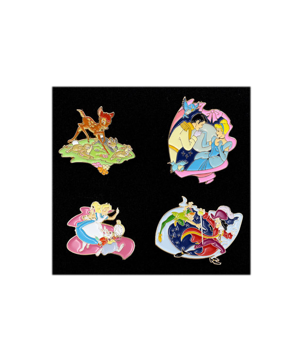 Disney ( Pins Set ) Bambi , Alice , Cinderella , Captain Hook