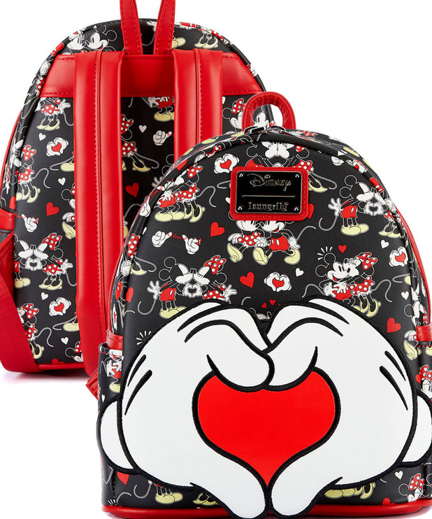 Disney ( Loungefly Mini Backpack ) Mickey & Minnie Hearts
