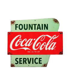 Coca-Cola ( Affiche en Métal Embossé ) Service de fontaine