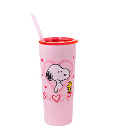 Peanuts ( Stainless Steel Glass with Straw ) Snoopy & Woodstock