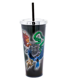 Hogwarts 4 Logos Acrylic Glass With Straw ( Harry Potter )