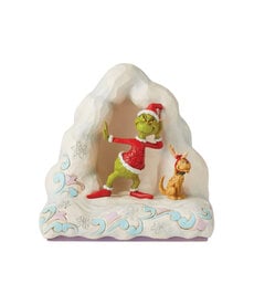 Figurine Le Grinch ( The Grinch ) Grincheux et Max sur Montagne Enneigée Illumine