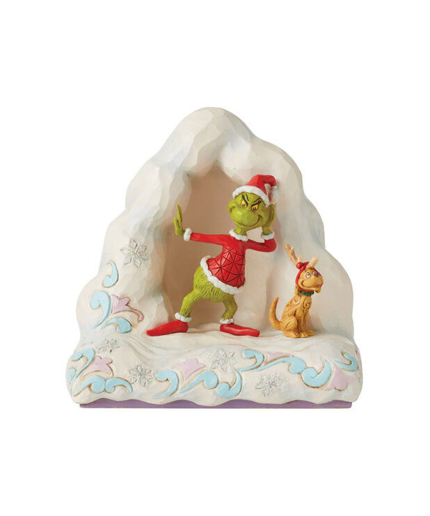 The Grinch Figurine ( The Grinch ) Grinch and Max on Snowy Mountain Lights Up