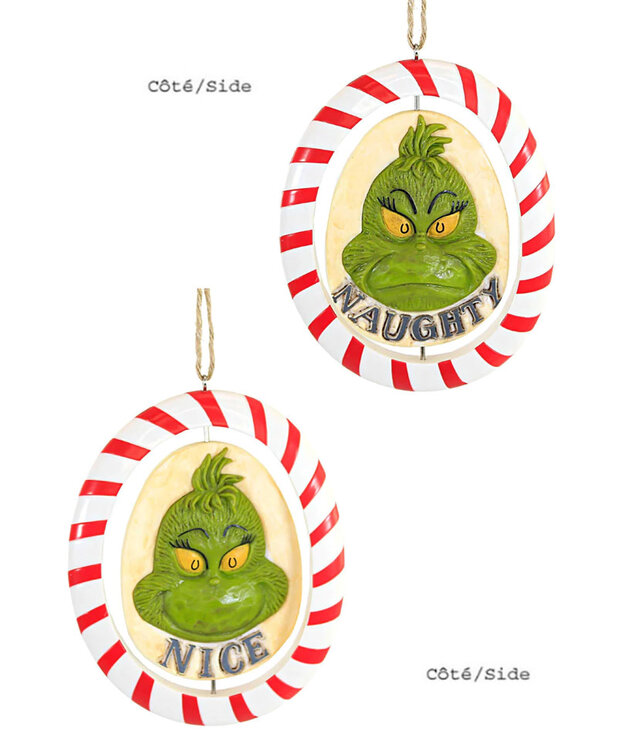 Ornement d'Arbre Le Grinch ( The Grinch ) Nice & Naughty Flip