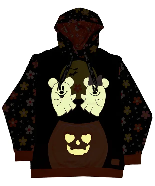 Loungefly Chandail à Capuchon Illumine dans le Noir ( Disney ) Mickey & Minnie Halloween