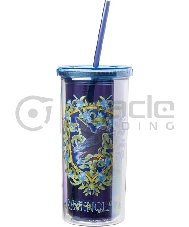 Verre en Acrylique avec Paille ( Harry Potter ) Ravenclaw Floral