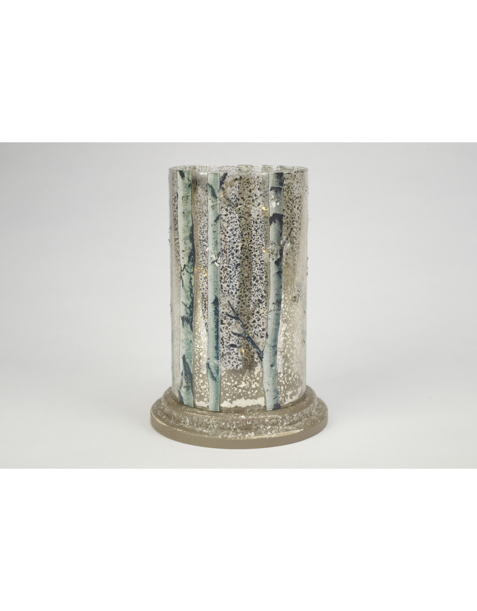LED Glass Cylinder Glittery Birch Branches