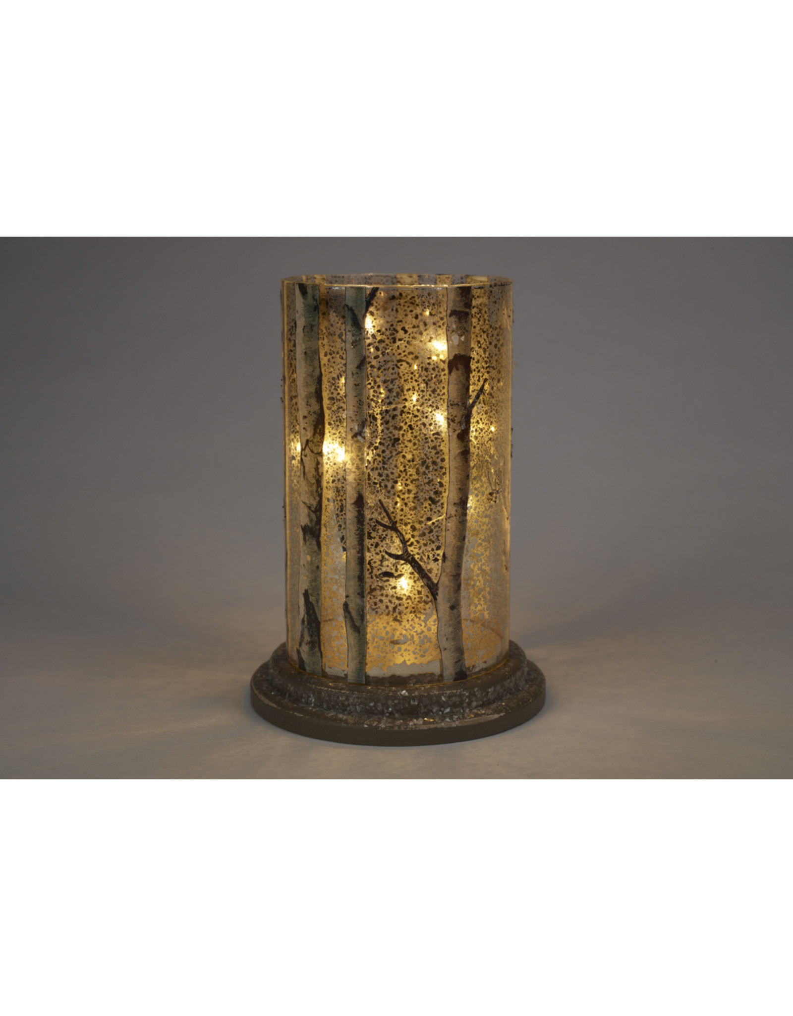 LED Glass Cylinder Glittery Birch Branches