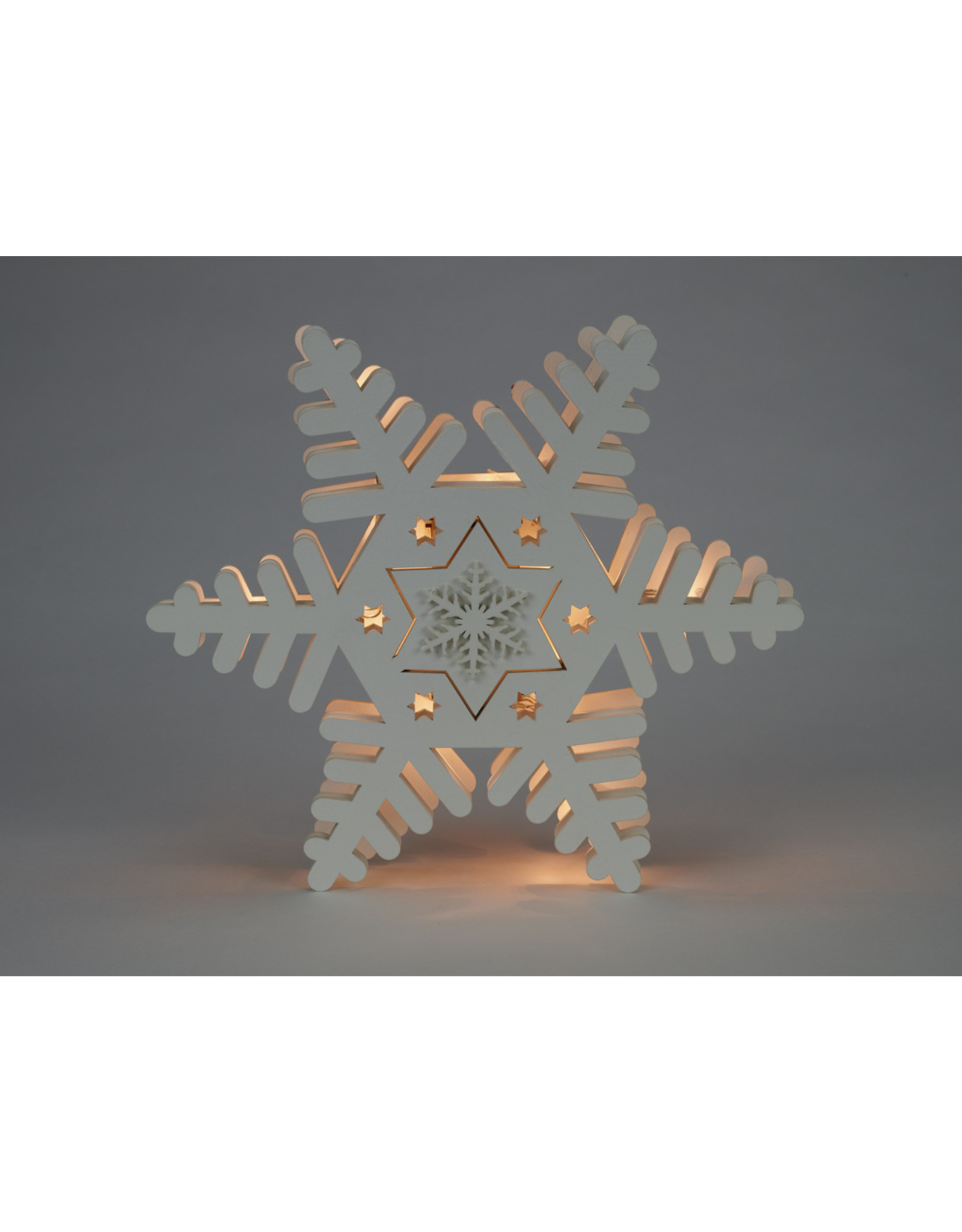 LED白色木制雪花墙装饰