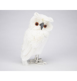 14" Winter White Owl Table Decor