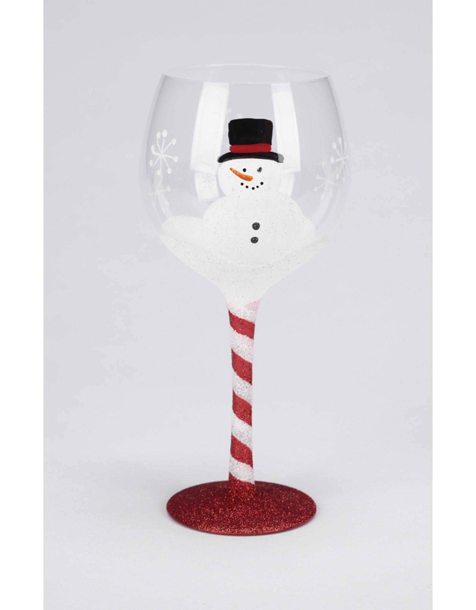 Snowman Glitter Wine Glass