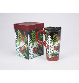 “红衣雪花”陶瓷旅行杯