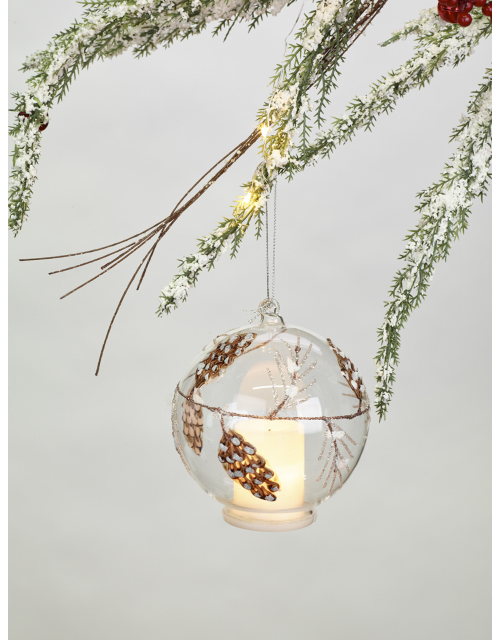 玻璃松果LED茶灯装饰