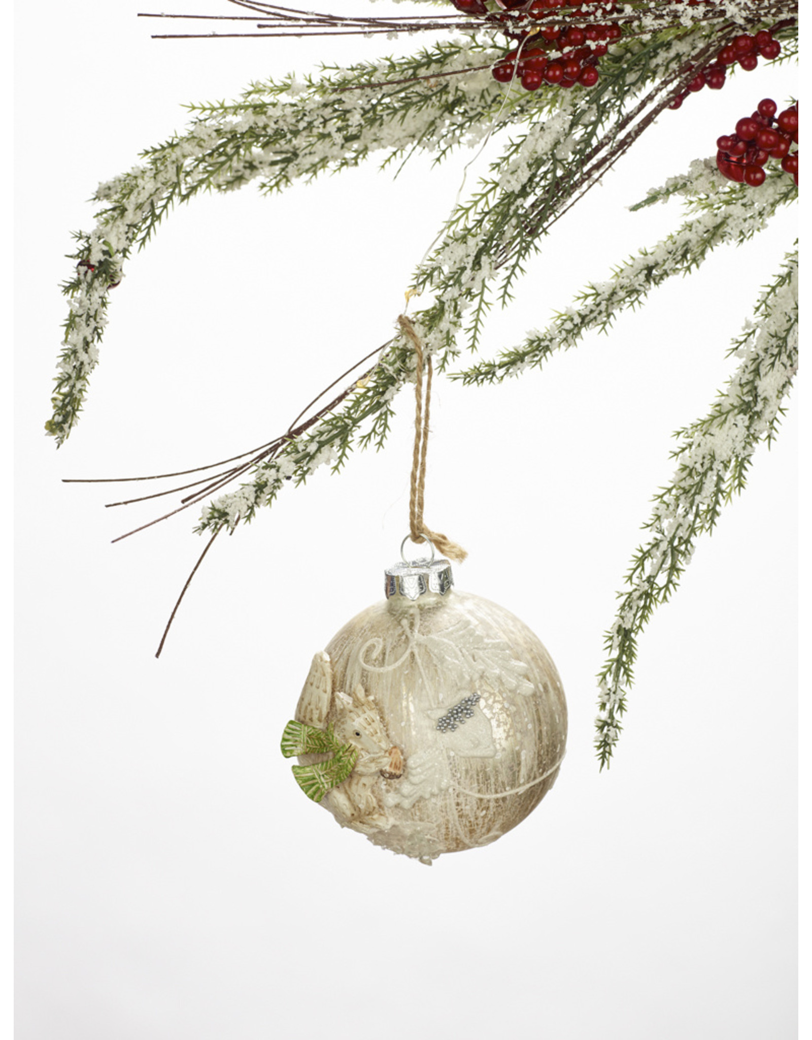 玻璃球松鼠或狐狸装饰组合