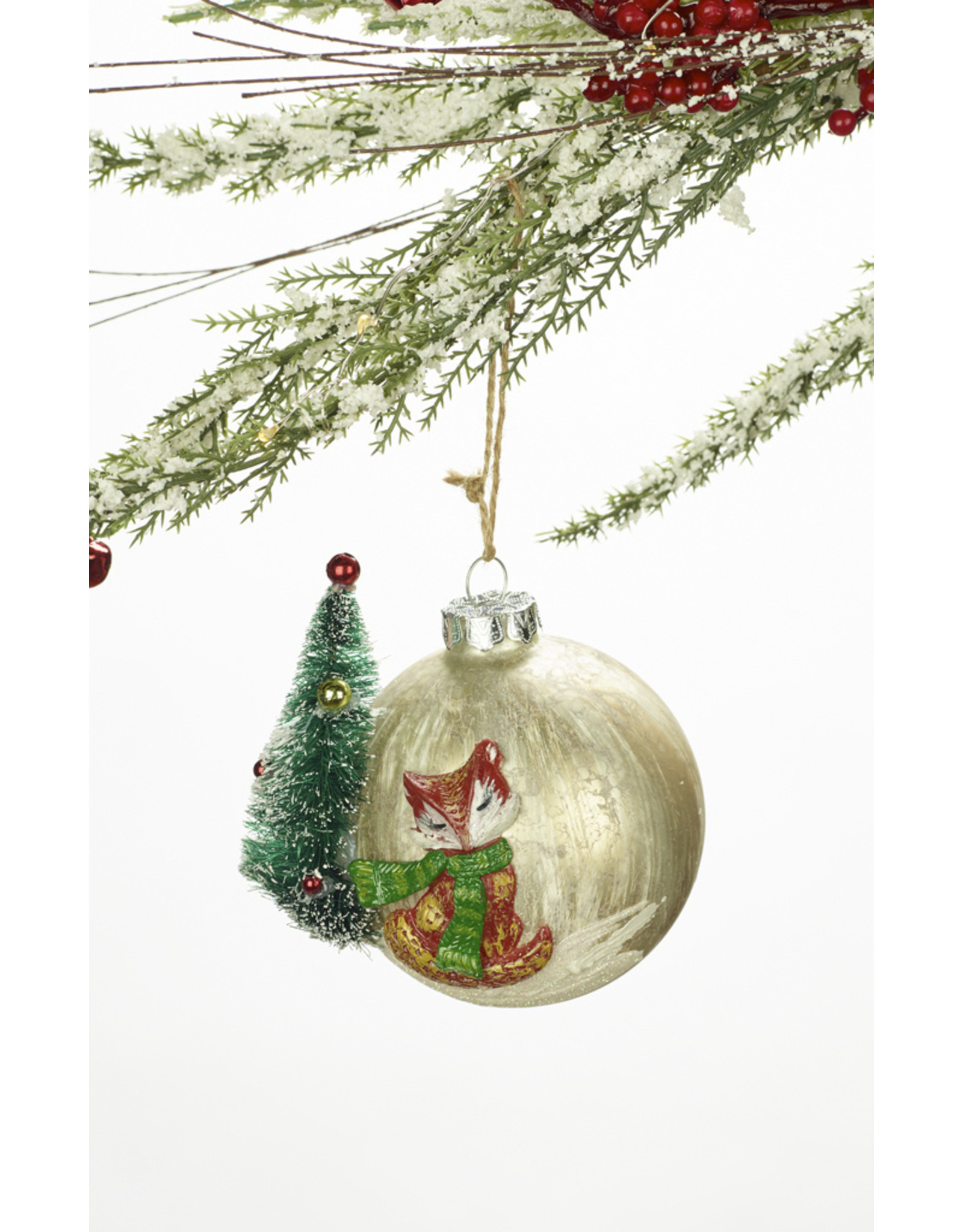 玻璃球松鼠或狐狸装饰组合