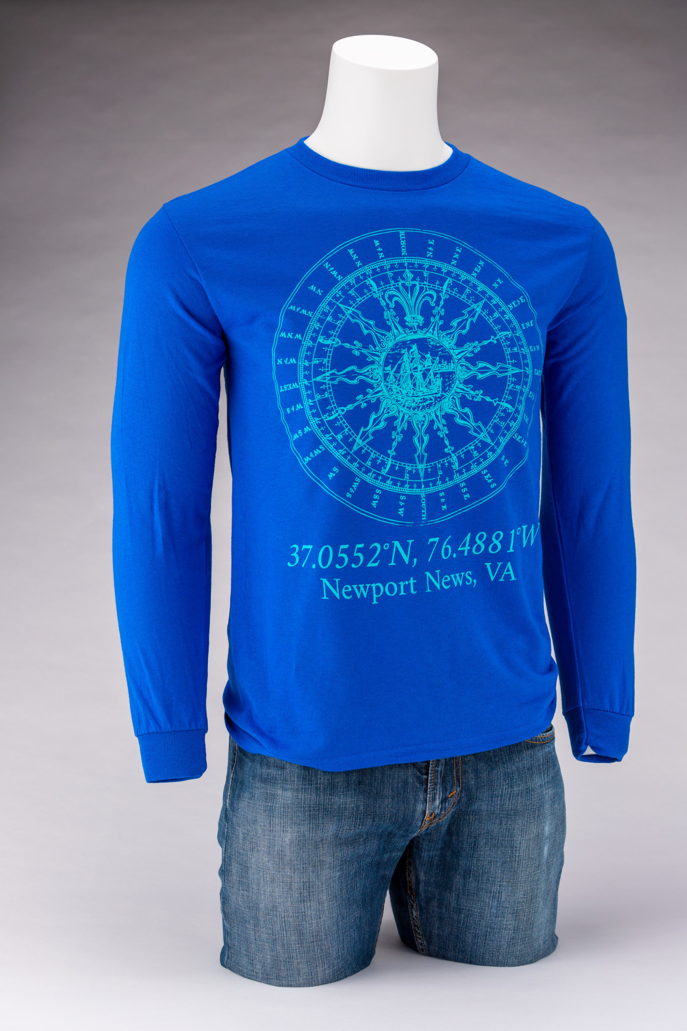 Compass Rose Long Sleeve Navy - The Mariners' Museum Gift Shop