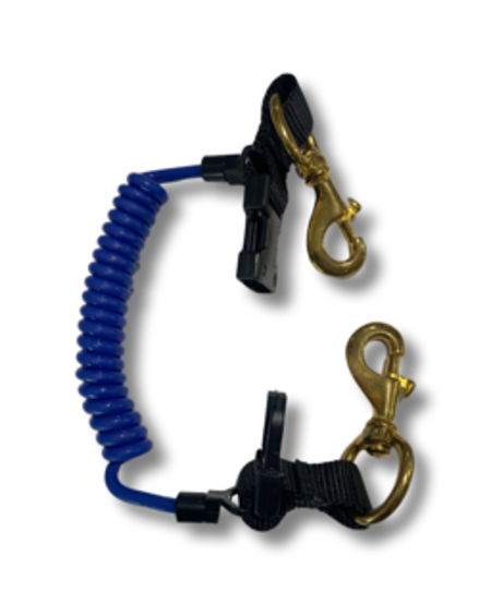 Quick Release Stretch Coil Lanyard w/Brass Clip Blue