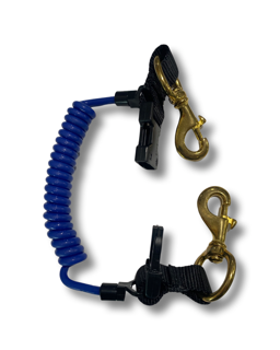 Trident Quick Release Stretch Coil Lanyard w/Brass Clip Blue