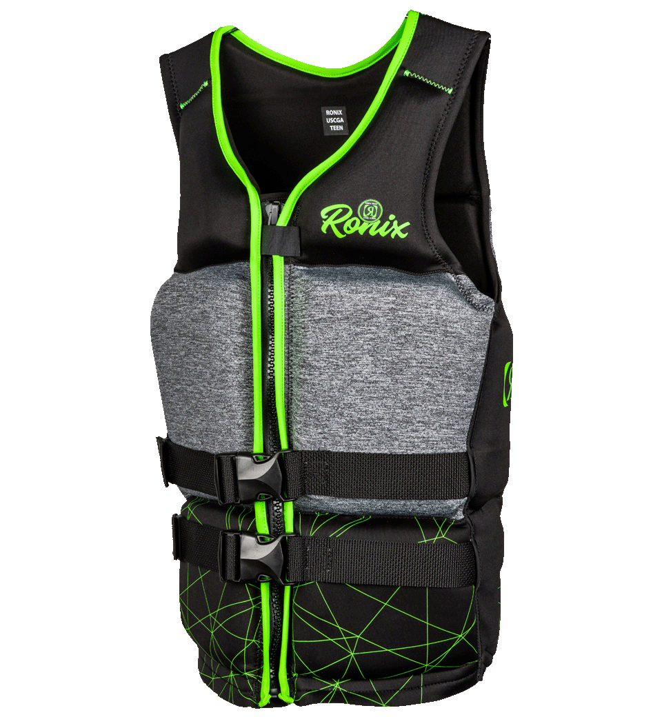 Ronix Ronix Driver's Ed - Capella 3.0 - CGA Life Vest - Black/Lime-Teen (75-125lbs)