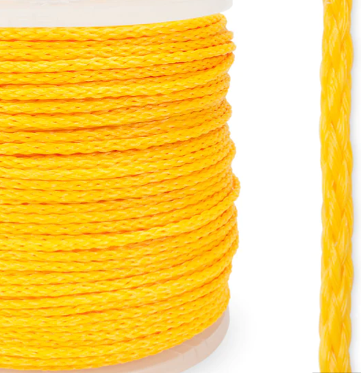 Sea-Lect Designs 1/4 Hollow Braid Polypro Rope - Yellow - Per Foot