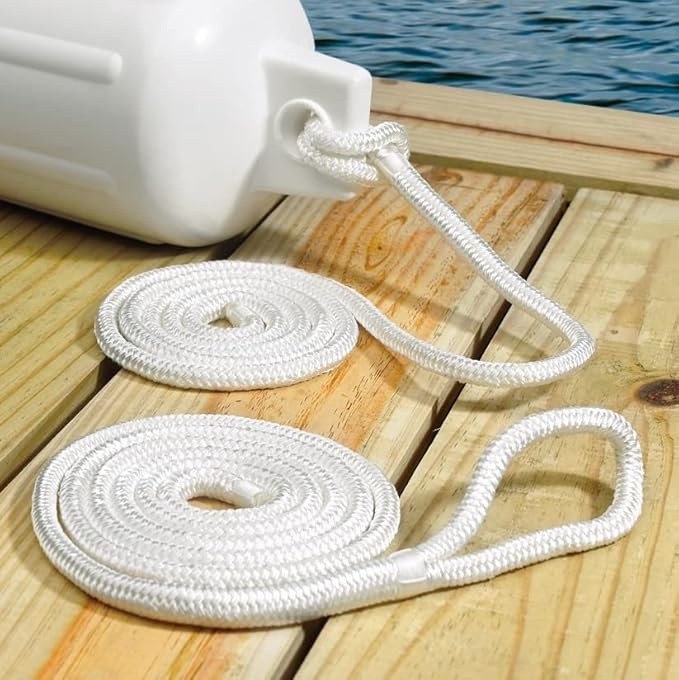 Land N Sea Fend Line WHITE BRD 1PR 1/4x6F