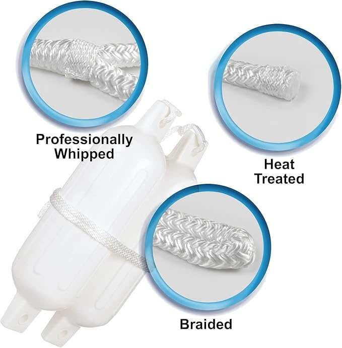 Land N Sea Fend Line WHITE BRD 1PR 1/4x6F