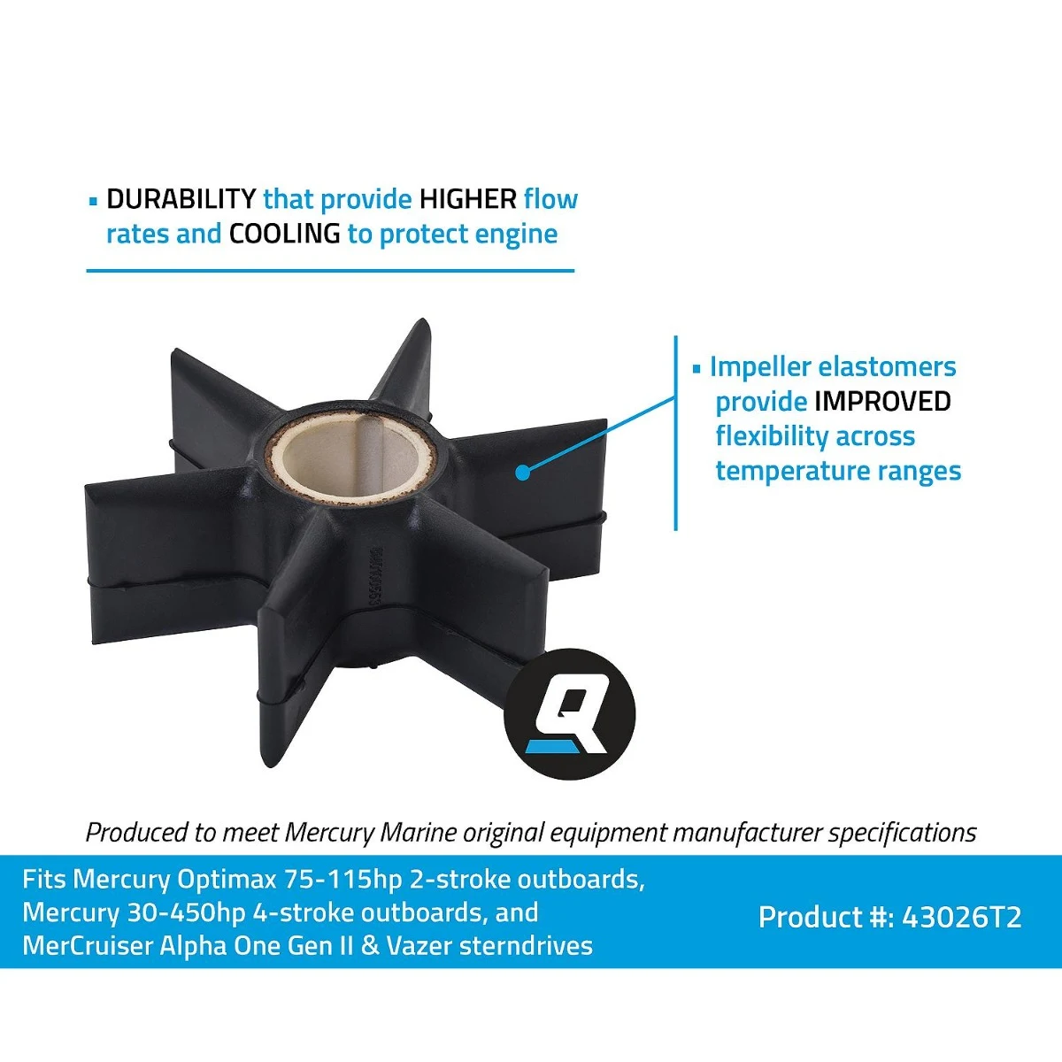 Jabsco Impellers  - OB Mercury 125 4Cylinder & Alpha