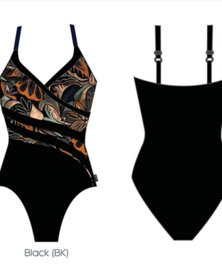 Ladies 1pc V-Neck Dragonfly Splice