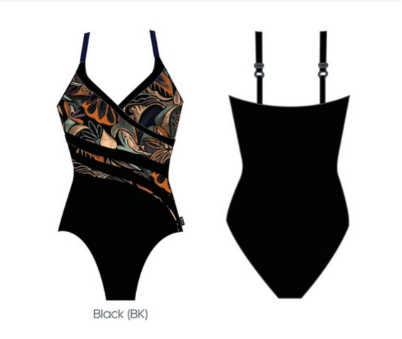 FINZ Ladies 1pc V-Neck Dragonfly Splice