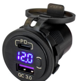 Sea Dog Sea Dog USB 3.0 & USB-C Power Socket W/Voltmeter