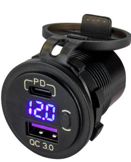 Sea Dog USB 3.0 & USB-C Power Socket W/Voltmeter