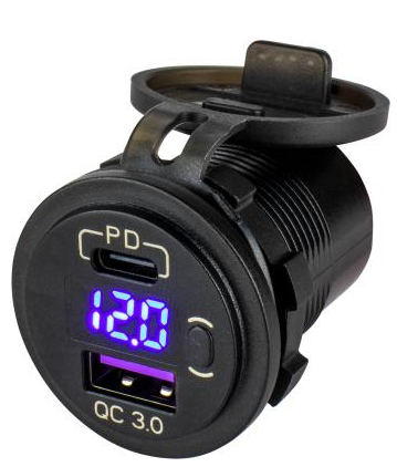 Sea Dog Sea Dog USB 3.0 & USB-C Power Socket W/Voltmeter