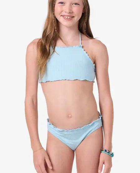 Shorebreak Rib Ruffle Edge Hi Neck Set