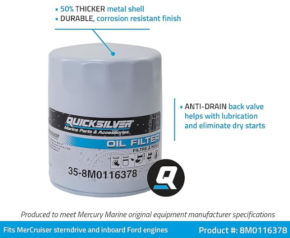 Mercury/Quicksilver Quicksilver 8M0116378 Oil Filter
