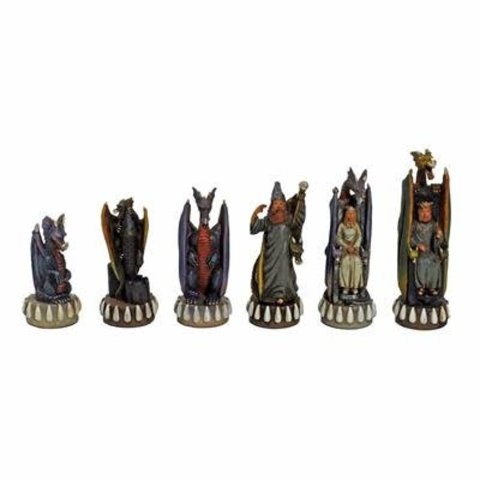 Wood Expressions Chess Pieces - Handpainted Polystone Dragon (4.5" King)