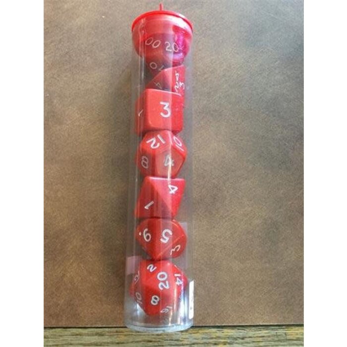 Koplow Koplow Jumbo 7-Piece Polyhedral Opaque Red Dice Set in Tube