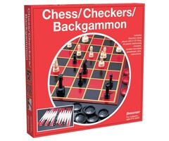 Pressman Red Box: Chess Checkers Backgammon Set