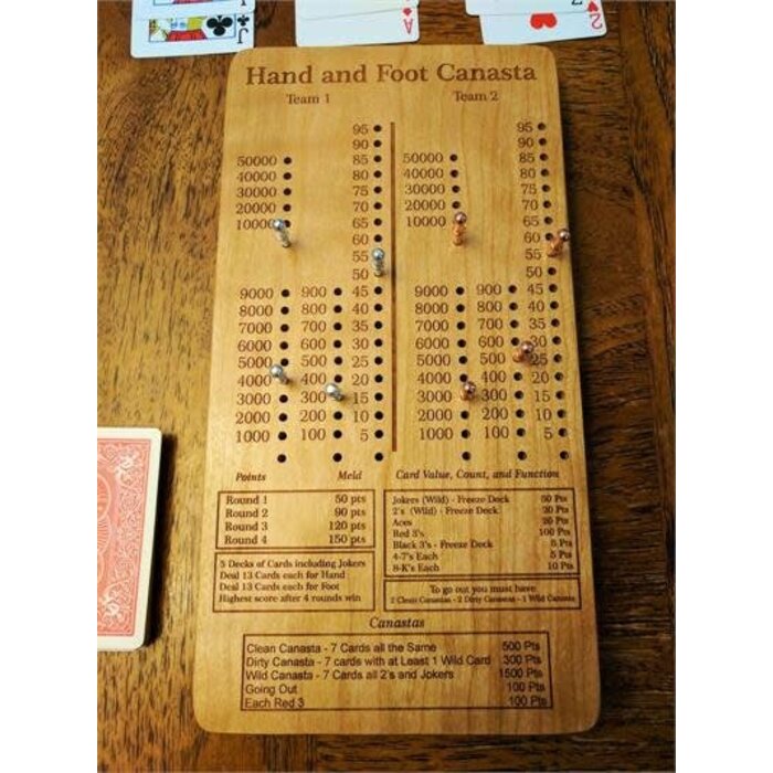 Unique Wood Products Wooden Canasta Hand & Foot Game Board