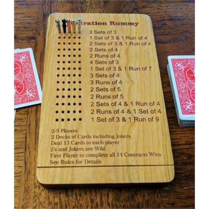 Unique Wood Products Wooden Frustration Rummy Game Board with Magnetic Storage