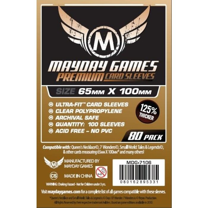 Mayday Games Sleeves - 65x100mm Mayday Premium - 80/pk (7 Wonders)