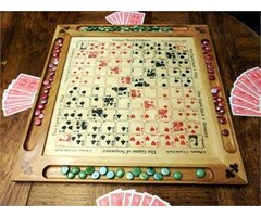 Unique Wood Products Wooden Engraved Sequence Board with Painted Suits (Double Series)