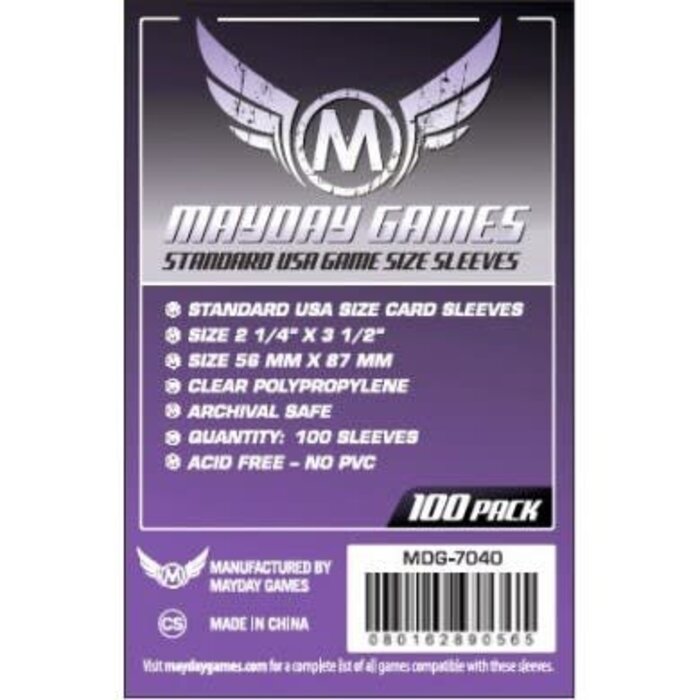 Mayday Games Sleeves - 56x87mm Mayday - 100/pk (Standard American)