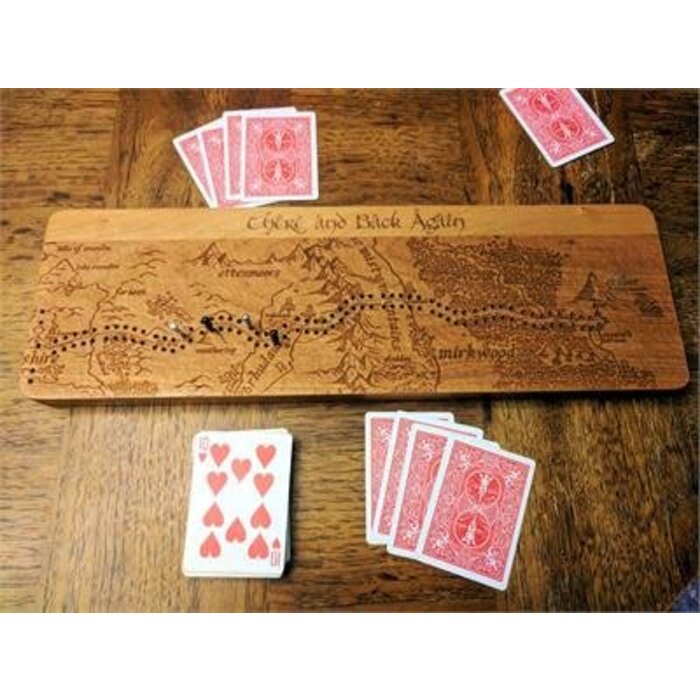 Unique Wood Products Wooden Cribbage Board Hobbit There & Back Again