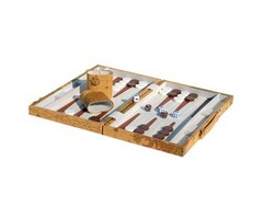 Wood Expressions Backgammon Set 15" World Map - Wood Expressions