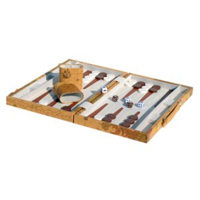 Wood Expressions Backgammon Set 15" World Map - Wood Expressions