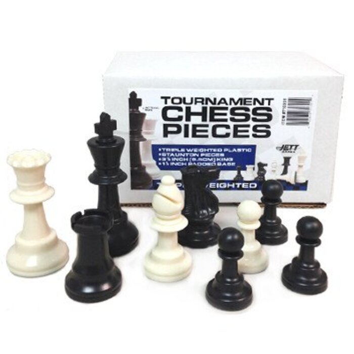 Jett Games Chess Pieces - Tournament With Extra Black & White Queens (3.75" King)