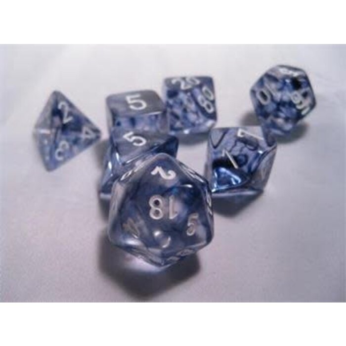 Chessex 7-Piece RPG Dice Set: Nebula (Assorted Colours) Black w/ White
