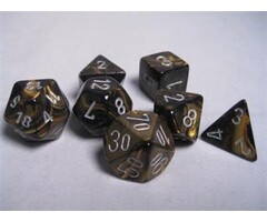 Chessex 7-Piece RPG Dice Set Leaf Black and Gold w/ Silver