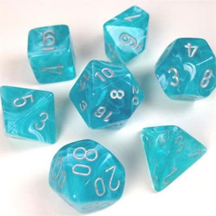 Chessex 7-Piece RPG Dice Set Cirrus Aqua w/ Silver