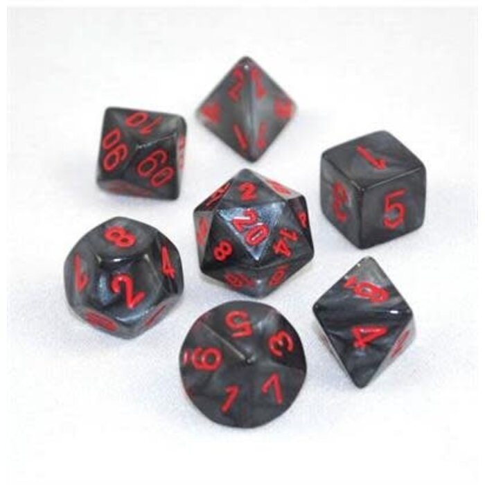 Chessex 7-Piece RPG Dice Set: Velvet (Assorted Colours) Black w/ Red